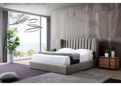 5 Star Hotel Grey Velvet King Size Bed with USB Connection High Density