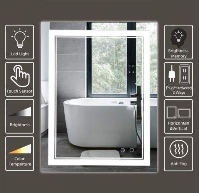 LED Bathroom Mirror Wall-Mounted Vanity Mirror with Anti Fog