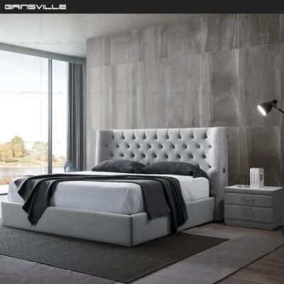 Foshan Factory High Headboard Soft Storage Set King Size Fabric King Bed with Ottoman