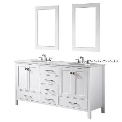 New Design Solid Wood 72&quot; White Double Bathroom Vanity Cabinet