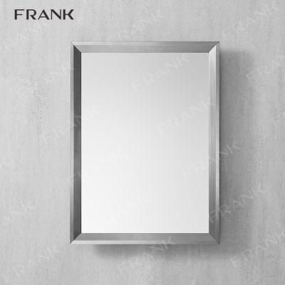 Silver Glass Frame Bathroom Mirror Custom Light Sensor