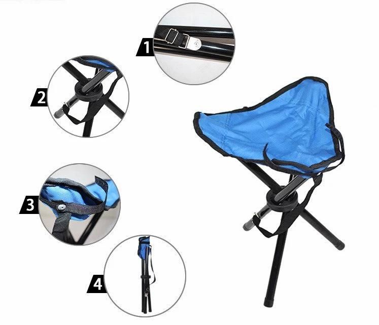 Outdoor Hiking Portable Steel Tube Triangle Folding Three Legged Stool