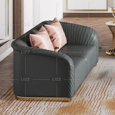 Contemporary Italian Livingroom Top Grain Leather Furniture Luxury Modern Green Velvet Couch Leisure Home Fabric Sofa Set