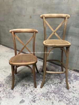Wooden Vineyard Cross Back Dining Chair Catering Furniture Barstool Cafe Chair