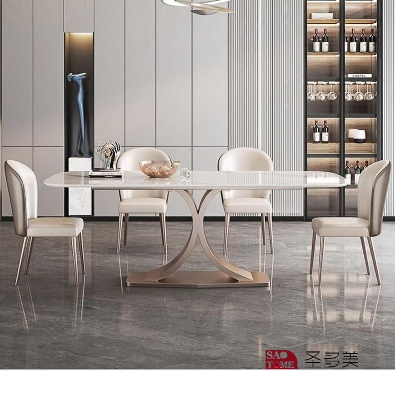 Italian Style Popular Living Room Dining Room Metal Slate Furniture Net Dining Table