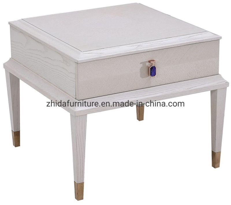 European Style White Color Wooden Nightstand for Hotel Home Bedroom