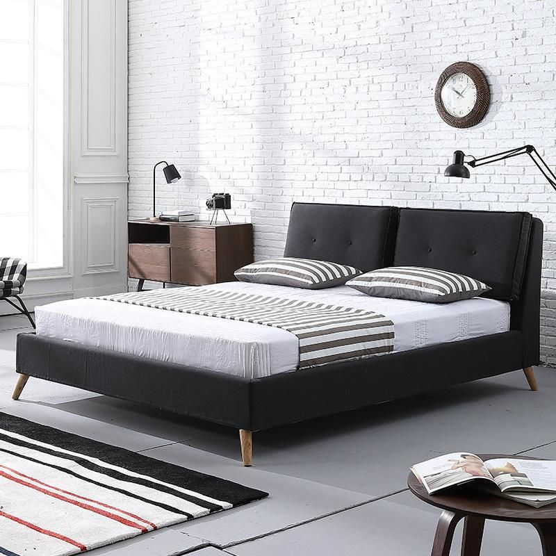 Home Use Bedroom Bed Fabric Wood Bed Frame Modern Beds