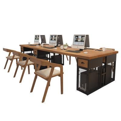 Simple Modern Office with Drawers Solid Wood Computer Desk Studio Multi-Person with Main Box Long Desk Chair