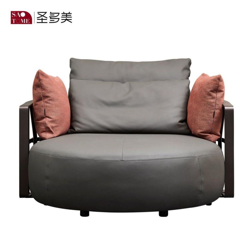 Factory New Product Round Shaped with Armrest Leather Sofa