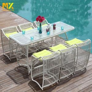 White Hotel Restaurant Coffee Bar Set Furniture with Durable Rattan