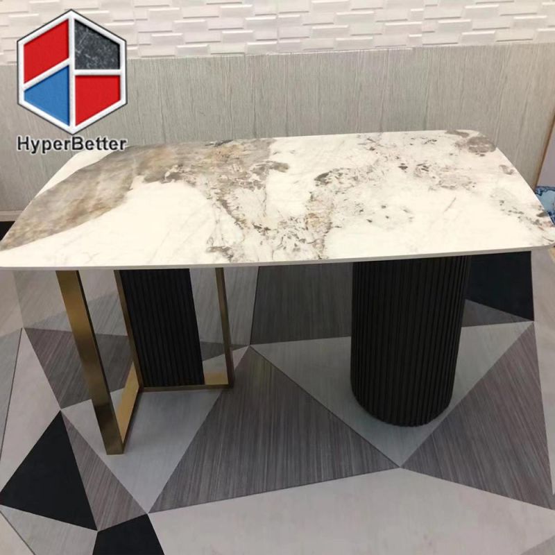 Oval Patagonia Granite Dining Table with Golden Table Legs