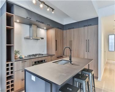 Apartment Modular Large Storage Wood Veneer Kitchen Cabinet with Kitchen Island