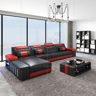 New Arrival Contemporary Italian Leather Furniture Set Living Room Sofa with Coffee Table