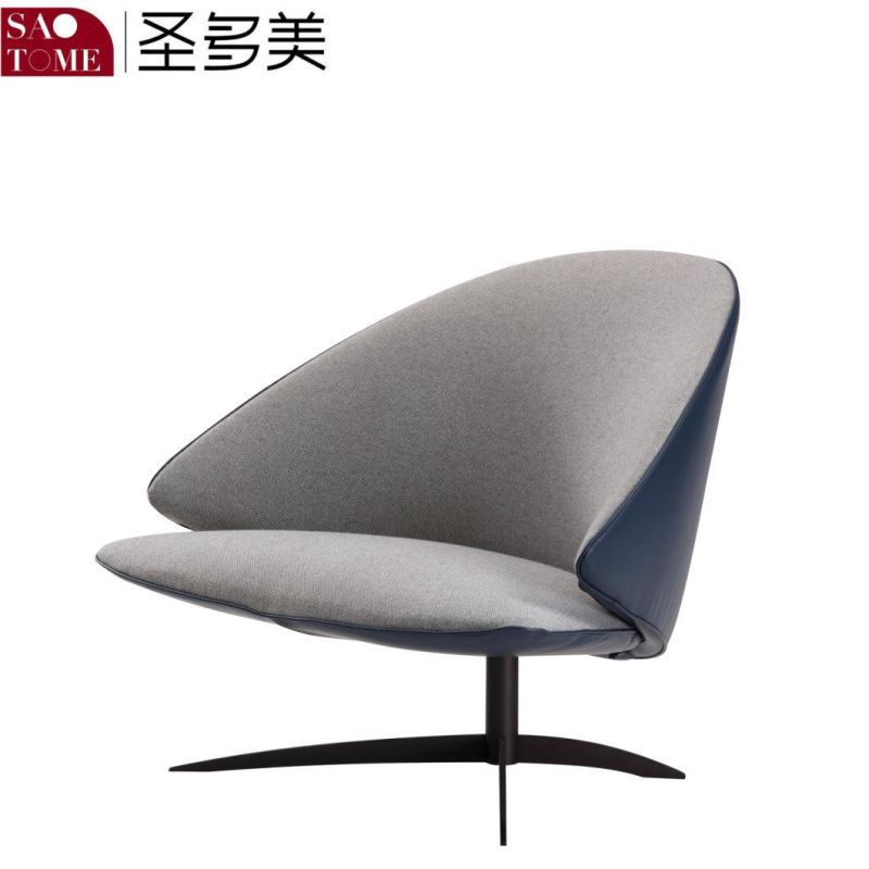 Modern Popular Family Living Room X-Class Leather+E-Class Saddle Leather Gray Leisure Chair