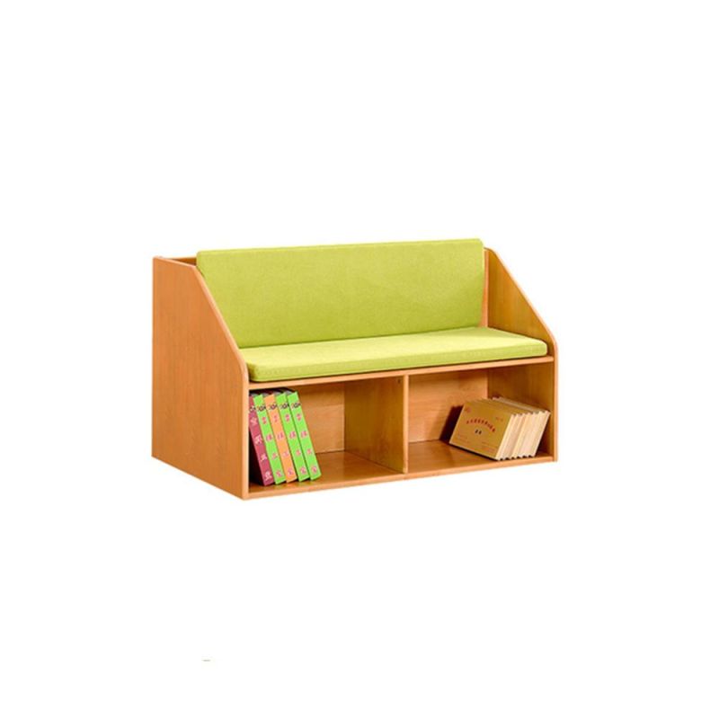 Children Playground and Reading Area Sofa Seat, Preschool and Kindergarten Day Care Furniture, Kids Nursery Furniture, Baby Room Wood Sofa with Storage