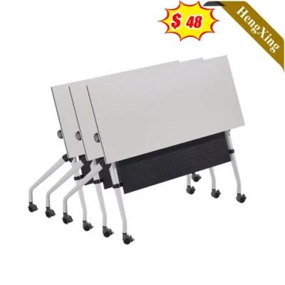 Black Mixed White Color Creative Design Wooden Square School Study Folding Table with Metal Leg