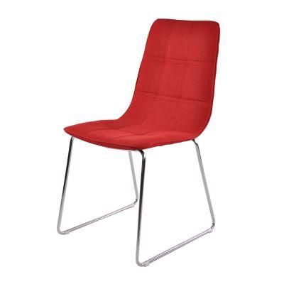 Dining Room Furniture Nordic Black Leg Restaurant Upholstery Fabric Modern Red Dining Chairs