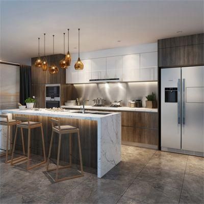 Free 3D Customized High White Flat Panel Cheap Modular Design PVC Modern Kitchen Cabinets