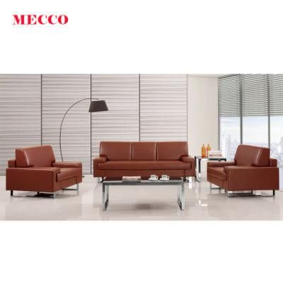 Modern Simple Design of Stainless Steel Foot Leather Sofa Office Sofa