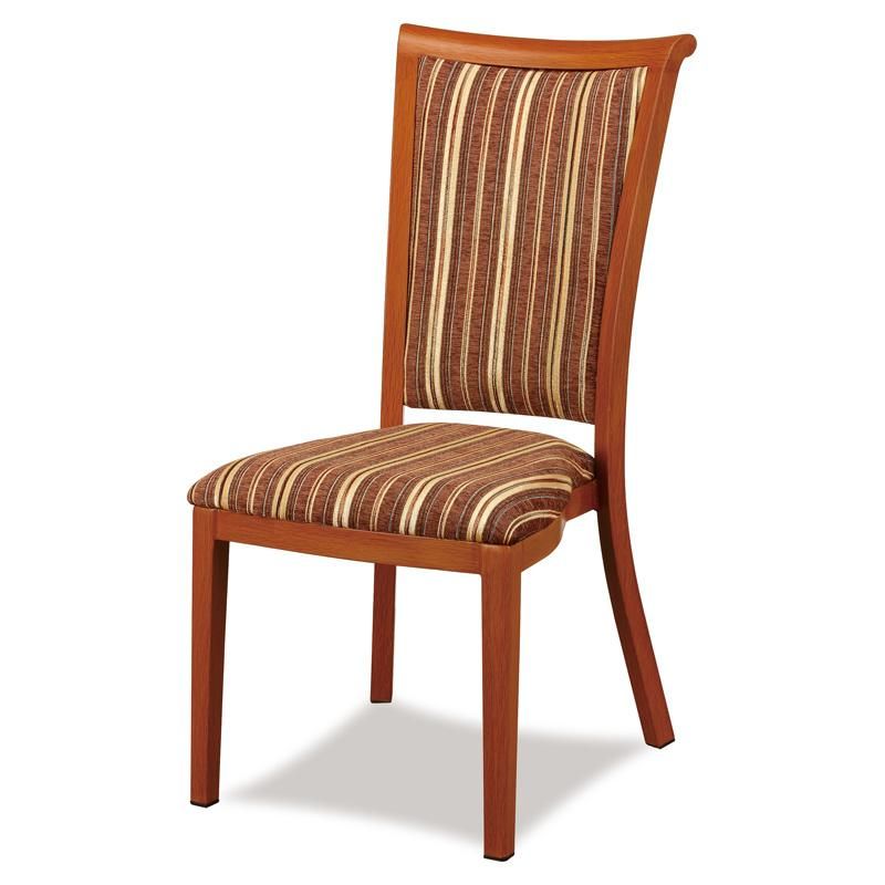 Top Furniture Classy Wood Look Round Back Metal Dining Chair