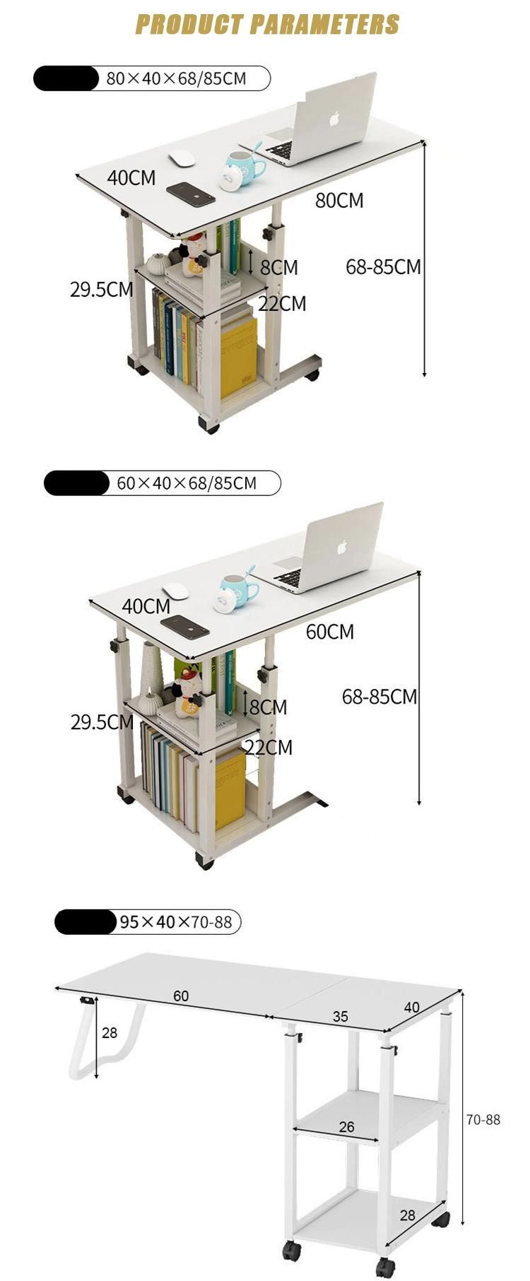 Hot Sale Eco-Friendly Materials Curved Corner Design Large Capactiy Table Adjustable Comfort Office Desk with 2 Tier Bookshelf