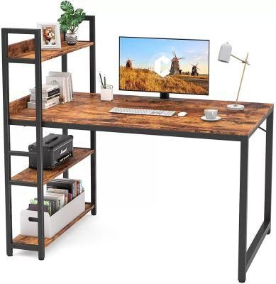 47 Inch Steel Wood Integraterd Desktop Computer Desk with Storage Shelves Study Writing Table for Home Office