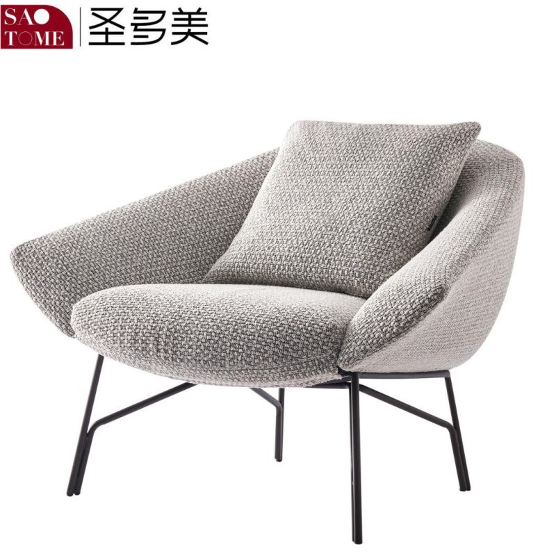 Modern Popular Family Living Room X-Class Leather+E-Class Saddle Leather Gray Leisure Chair