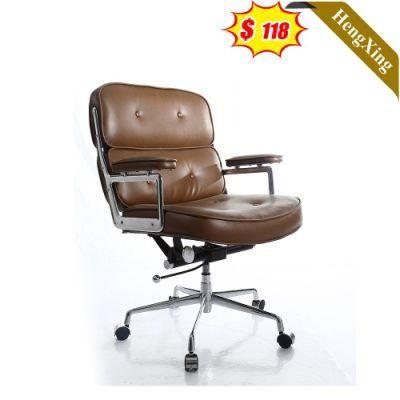 Simple Design Office Furniture Swivel Height Adjustable Brown PU Leather Chair