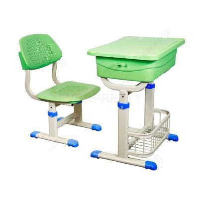 Adjustable Height School Desk and Chair Plastic Classroom Single Seater Furniture
