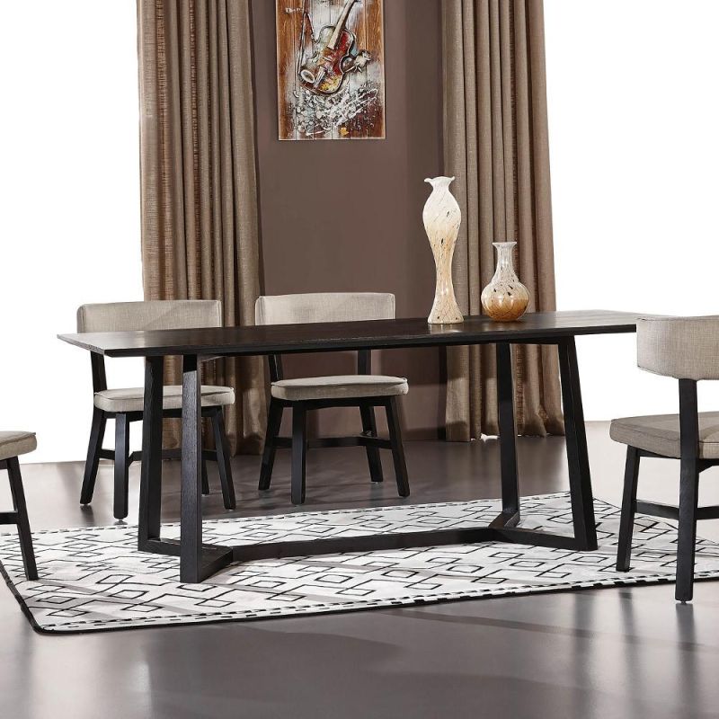 Classical Pure Black PU Painting Wooden Dining Table 6~8 Seaters