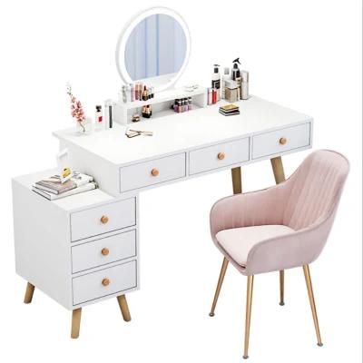 Solid Wood Legs Light Luxury Dressing Table Bedroom Modern Minimalist Storage Cabinet Integrated Nordic Dressing Table Net Red Ins Wind 0007