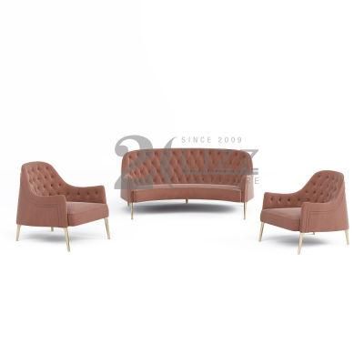 High a Quality Living Room Modern Home Couch Furniture Leisure Office Fabric Chesterfield Sofa with Metal Legs