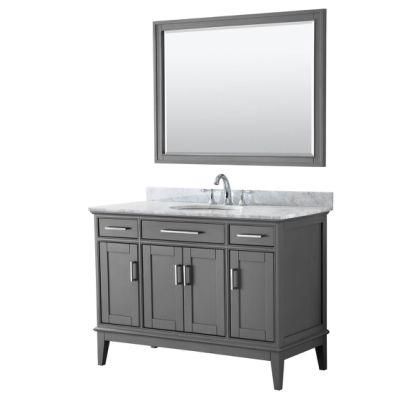48&quot; Single Bathroom Vanity-Dark Gray with Double Ceramic Sinks