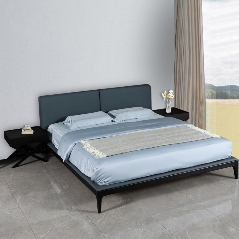 China Factory Hotel Home Bedroom Leather Bed Modern Furniture