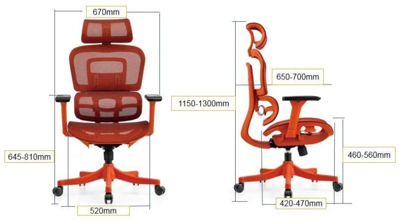 New Design Lunch Office Ergonomic Mesh Chair with Ottoman