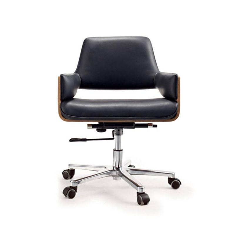 Black PU Leather Adjustable Bar Stool Chair with Backrest
