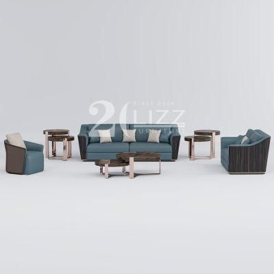 Nordic Modern Design Sectional Home Living Room Furniture Luxury Italian Leather Sofa Set with Tea Table