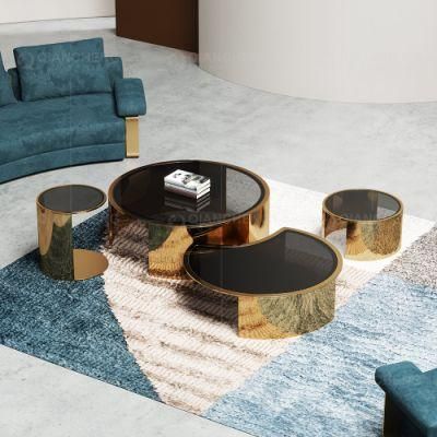 Luxury Coffee Table Set Sofa Side End Tea Table with Sintered Stone Top for Living Room Furniture Modern Coffee Tables