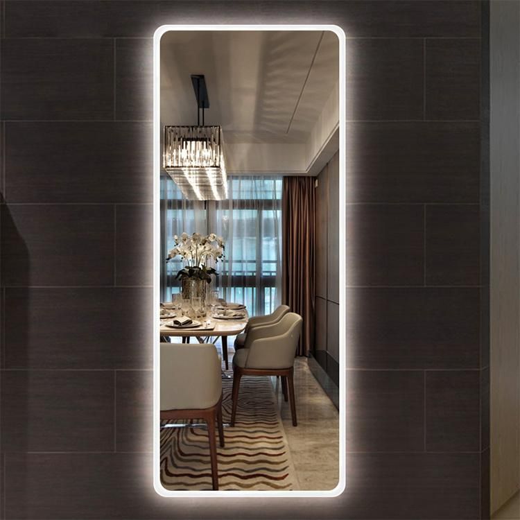 Backlit LED Illuminated Silver Floor Full Length Wall Decor Mirror for Dressing Room