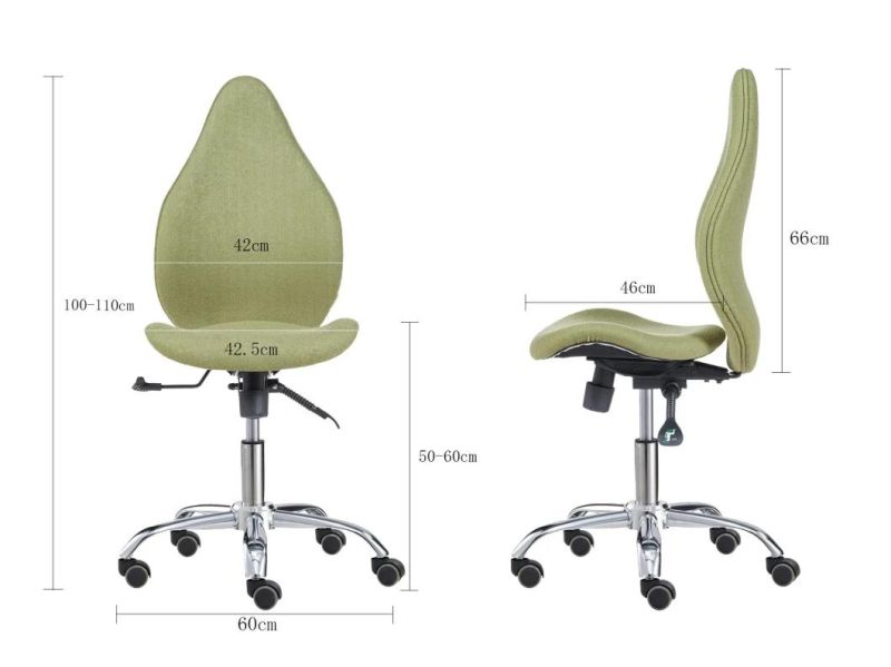 Adjustable Height Green Ergonomic Office Saddle Stool Chair with Backrest