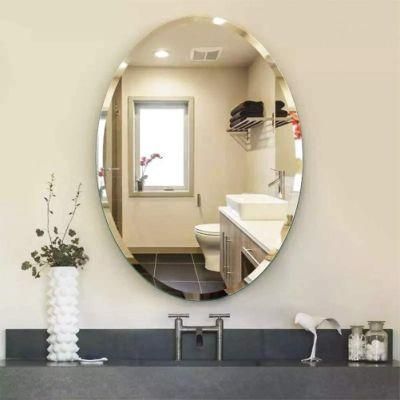 China Factory Stylish Oval 4mm Beveled Mirror Frameless Wall Mounted for Home Decoration Vanity Bathroom Mirror
