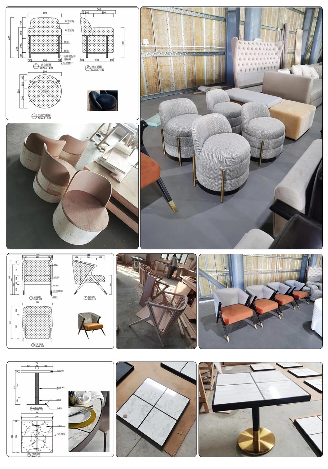 Wooden Top Metal Base Modern Design Foshan Restaurant Furniture