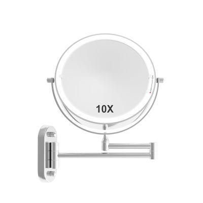 Metal Wall Mounted Double Sides LED 1X/10X Magnify Hotel Bathroom Mirror