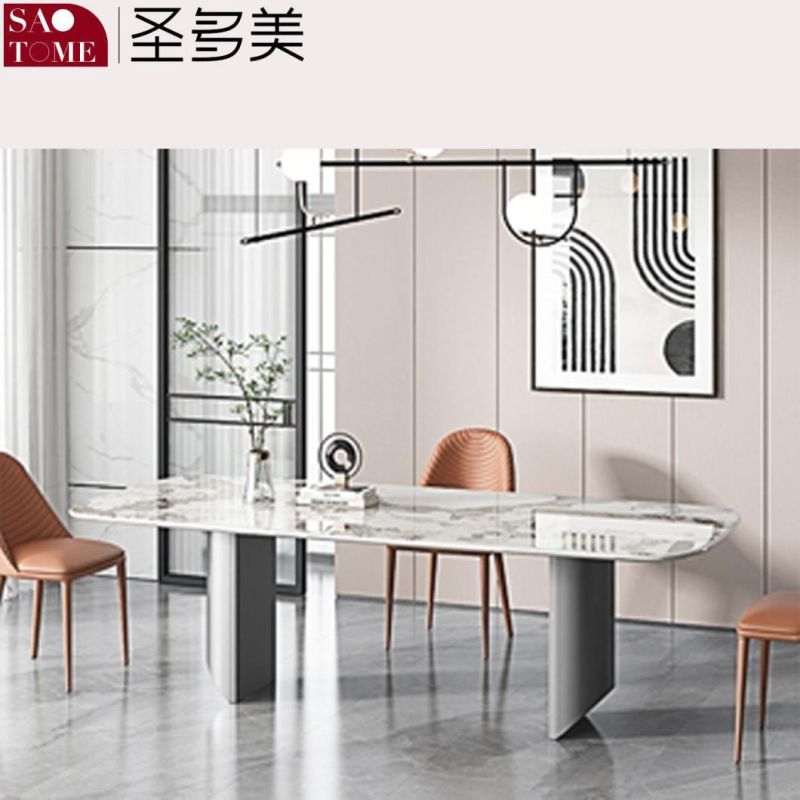 Modern Rock Board Furniture Semi-Circular Barrel Dining Table