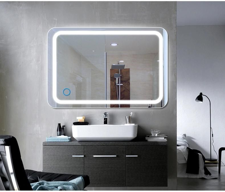 Foshan Factory New Style Modern Design Bathroom Square Lighting LED Mirror Touch Open Bathroom Furniture