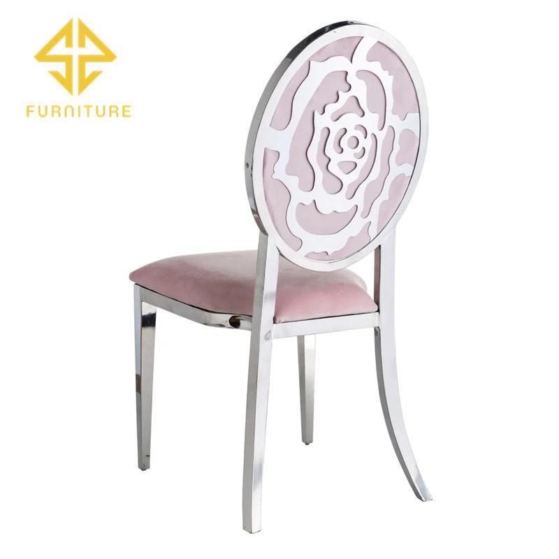 Luxury Flower Shape Frame Back Stainless Steel Wedding Dining Chair for Sale