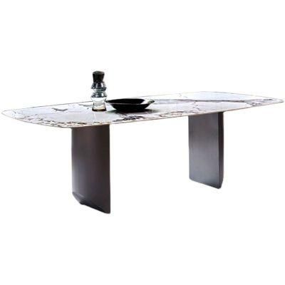 New Design Stainless Steel Black Frame Marble Top Rectangle Tables Dining Table