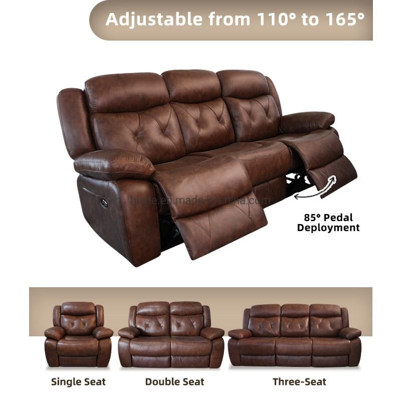 Brown Color Three Seater Sofa Electric Functional Sofa Modern
