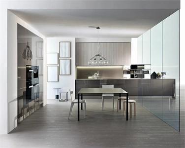 Simple Style Linear Moisture Resistant Durable Integrated Melamine Kitchen Cabinet