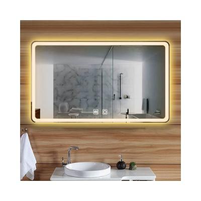 80X 60 Anti-Fog Touch Screen Switch Fitness Bath Wall Mounted Android LED Bathroom Vanity Smart LED Mirror with Dimmable Light Time Display